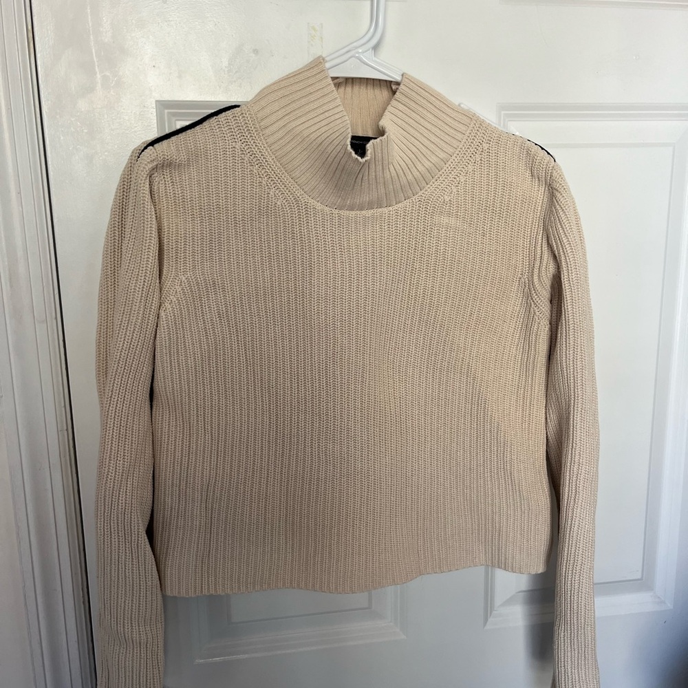 Cream Ribbed Knit Sweater